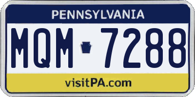 PA license plate MQM7288