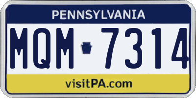 PA license plate MQM7314