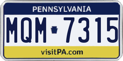 PA license plate MQM7315