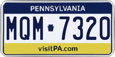 PA license plate MQM7320