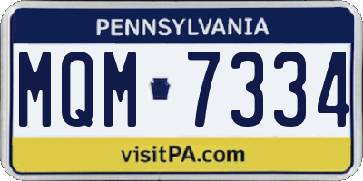 PA license plate MQM7334