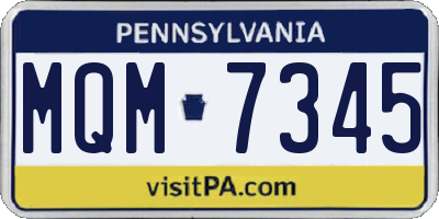 PA license plate MQM7345