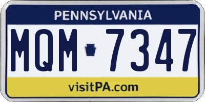 PA license plate MQM7347