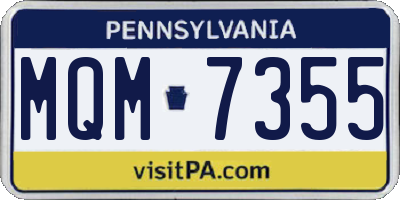 PA license plate MQM7355