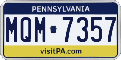 PA license plate MQM7357