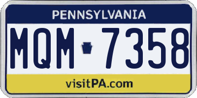 PA license plate MQM7358