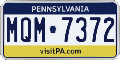 PA license plate MQM7372