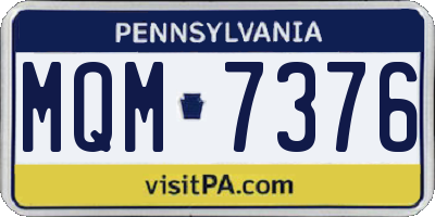 PA license plate MQM7376