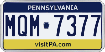 PA license plate MQM7377