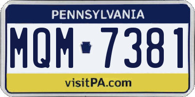 PA license plate MQM7381