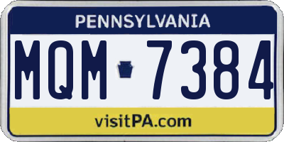 PA license plate MQM7384