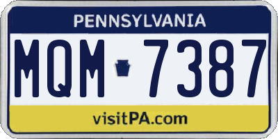 PA license plate MQM7387