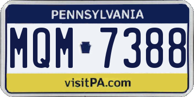 PA license plate MQM7388
