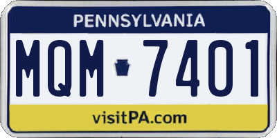 PA license plate MQM7401