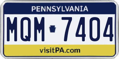 PA license plate MQM7404