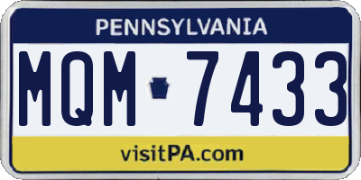 PA license plate MQM7433