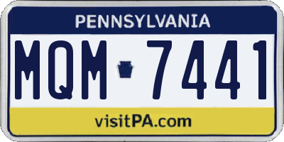 PA license plate MQM7441