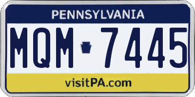 PA license plate MQM7445