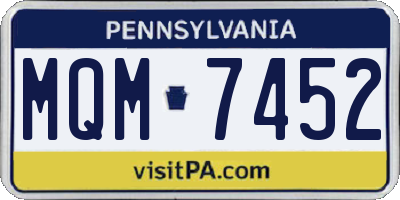PA license plate MQM7452
