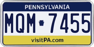 PA license plate MQM7455