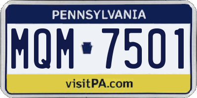 PA license plate MQM7501