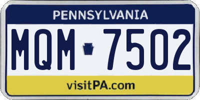 PA license plate MQM7502