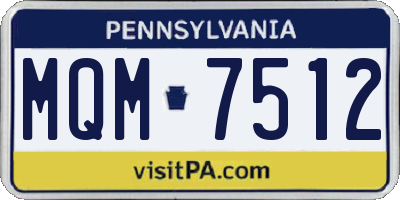 PA license plate MQM7512