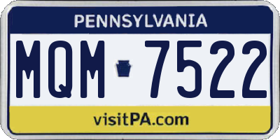 PA license plate MQM7522