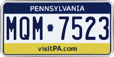 PA license plate MQM7523