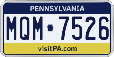 PA license plate MQM7526