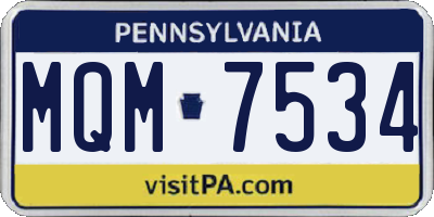 PA license plate MQM7534
