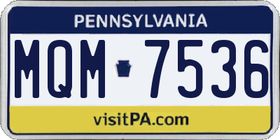 PA license plate MQM7536