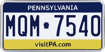 PA license plate MQM7540