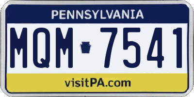 PA license plate MQM7541