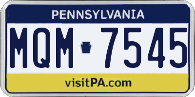 PA license plate MQM7545