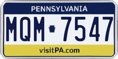PA license plate MQM7547