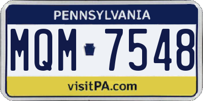 PA license plate MQM7548