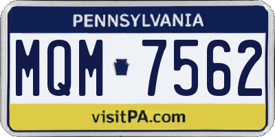 PA license plate MQM7562