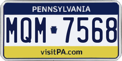 PA license plate MQM7568