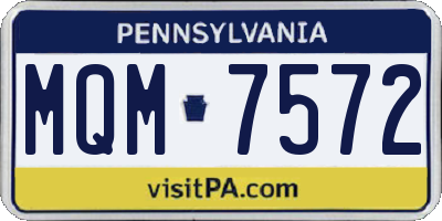 PA license plate MQM7572