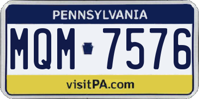 PA license plate MQM7576