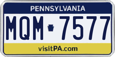 PA license plate MQM7577