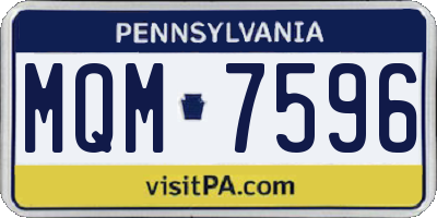 PA license plate MQM7596