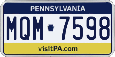 PA license plate MQM7598