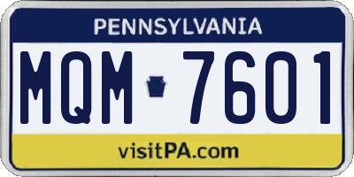 PA license plate MQM7601