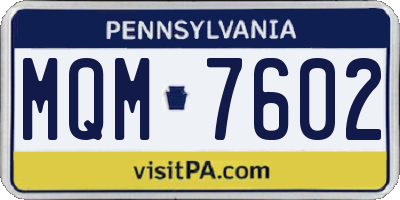 PA license plate MQM7602