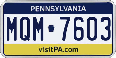 PA license plate MQM7603