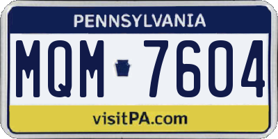 PA license plate MQM7604