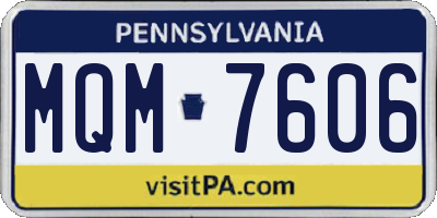PA license plate MQM7606