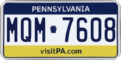 PA license plate MQM7608